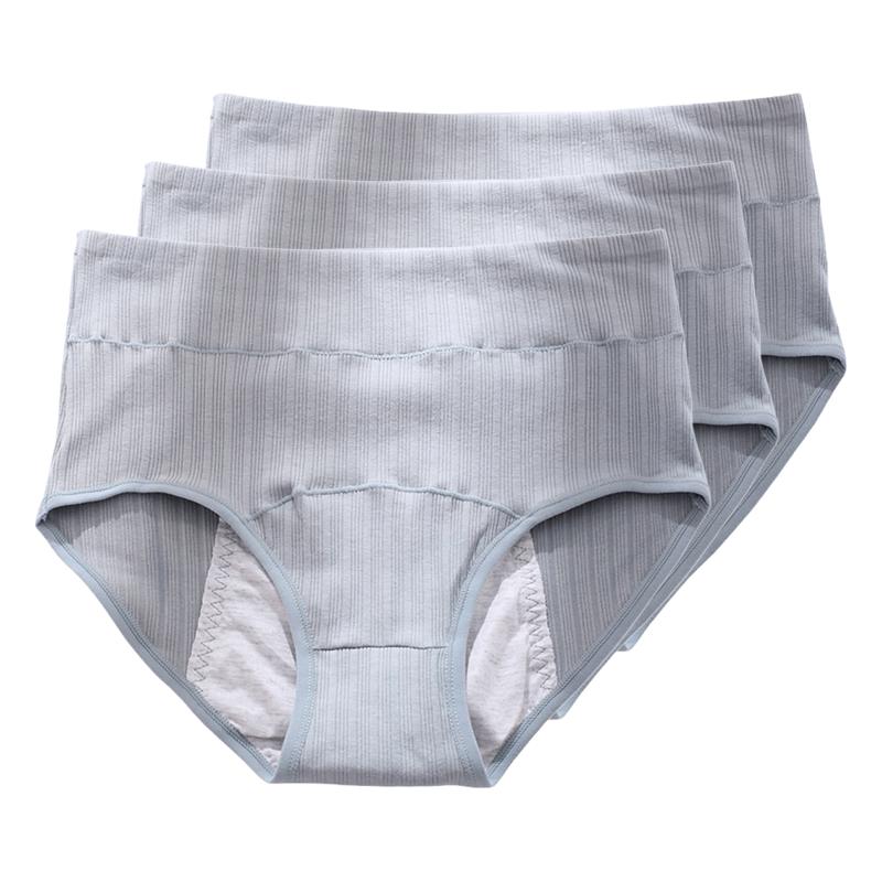 3Pcs Women's High Waist Briefs Panties Breathable Soft Fabric Underwear