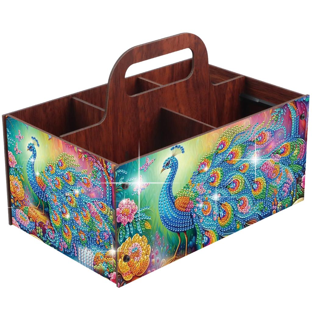 DIY Wooden Diamond Art Painting Storage Box Kit with Handheld Diamond Art Painting Holder Box for Home Office Decor Crafts Gift