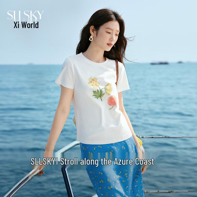 Women s Korean Style Floral Print T-Shirt S