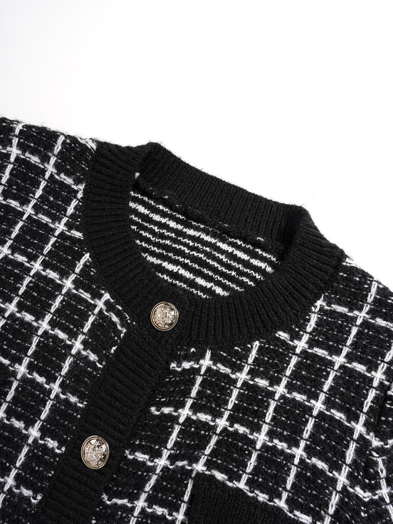 Spring & Autumn Women's Long-Sleeve Knit Cardigan Sweater - European & American Little Fragrance Style, Top 5031