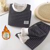 Baby Plush Children's Pajamas Solid Color Long Sleeved Pants Breathable Pajamas for Boys and Girls Casual Wear