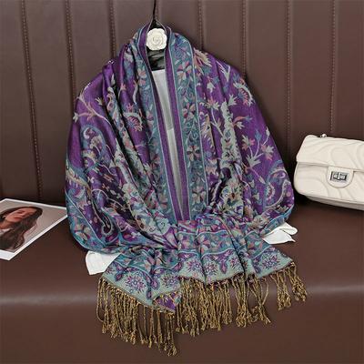 Bohemia Ethnic Style Women Scarf Retro Jacquard Thick Cashmere Tassel Shawl Winter Warm Muslim Hijab Wrap Pashmina