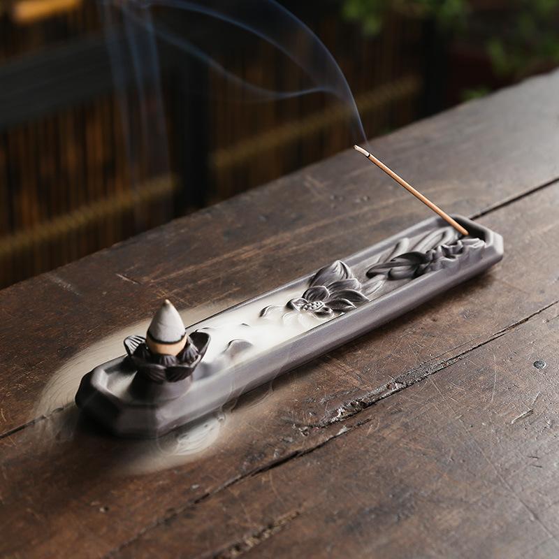 Purple Sand Backflow Incense Burner Incense Tray Creative Lotus Leaf Thread Incense Holder Incense Tray