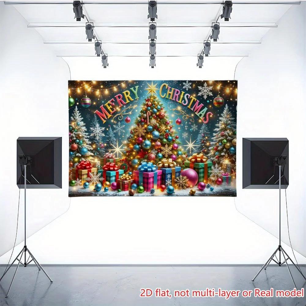 1 piece of 2D flat printing party banner with a Christmas happy background. High-definition printed background fabric.ZL
