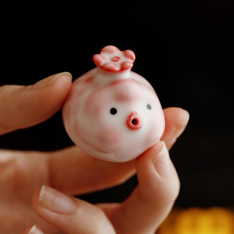 Pink Ru Kiln Bubble Fish Tea Pet & Incense Holder Ceramic Cute Design for Gongfu Tea Ceremony Home Decor Meditation Gift