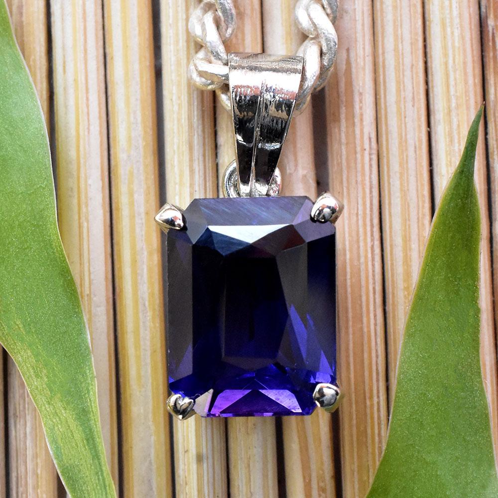 Blue Tanzanite Natural 925 Sterling Silver 18 ct Emerald Gem'S Pendant Gemstone Jewelry Gift