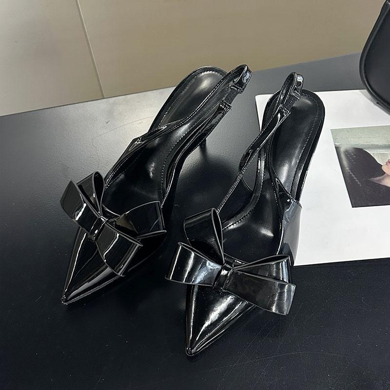 Fashion Footwear Butterfly-Knot Women Thin Heels Sandals Shoes Female Slides Fashion Pointed Toe Ladies High Heels Sandals Shoes Pumps