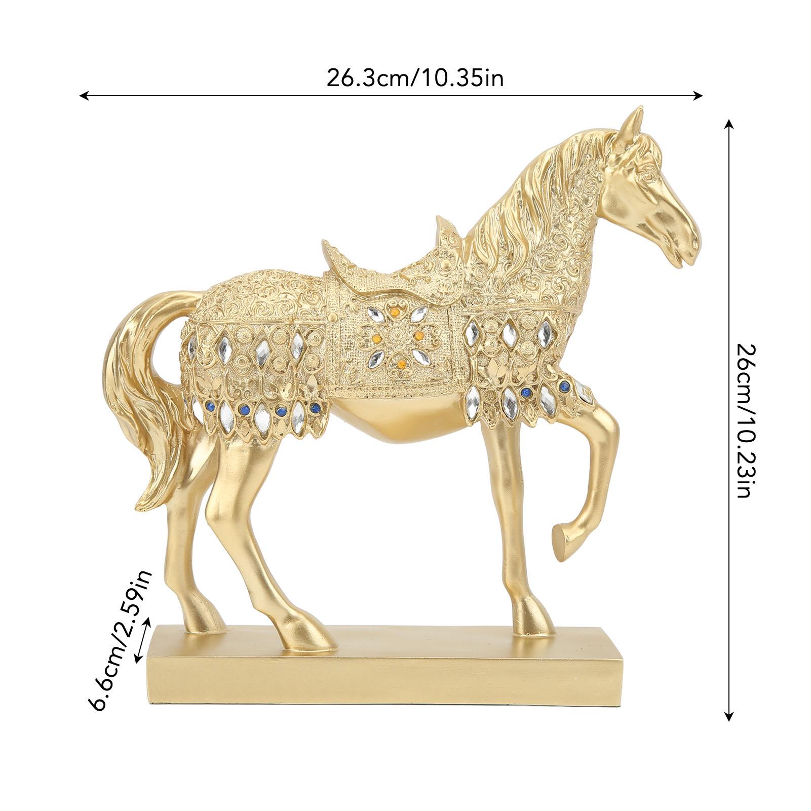 

Статуэтка золотой лошади из смолы, животное искусство, фигурка идущей лошади, талисман богатства фэншуй для гостиной, спальни, прихожей, кабинета, офиса