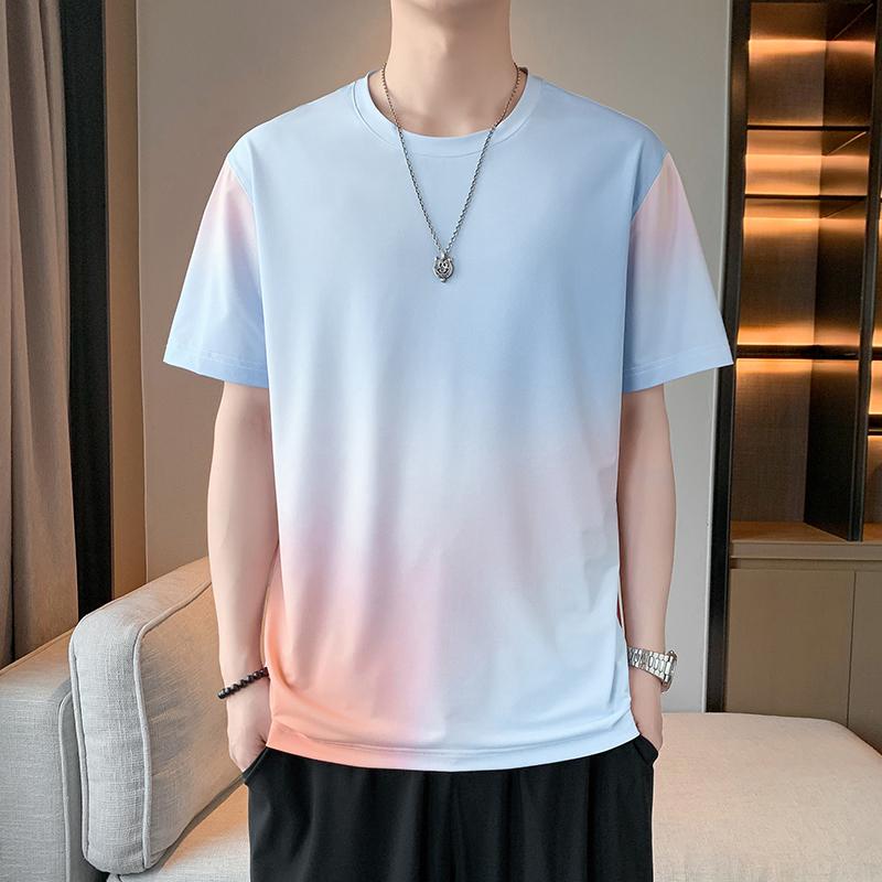 Ice Silk Short-sleeved T-shirt Men's Short-sleeved Ice Silk T-shirt Stretch Sports Short-sleeved Men's Casual Sports T-shirt