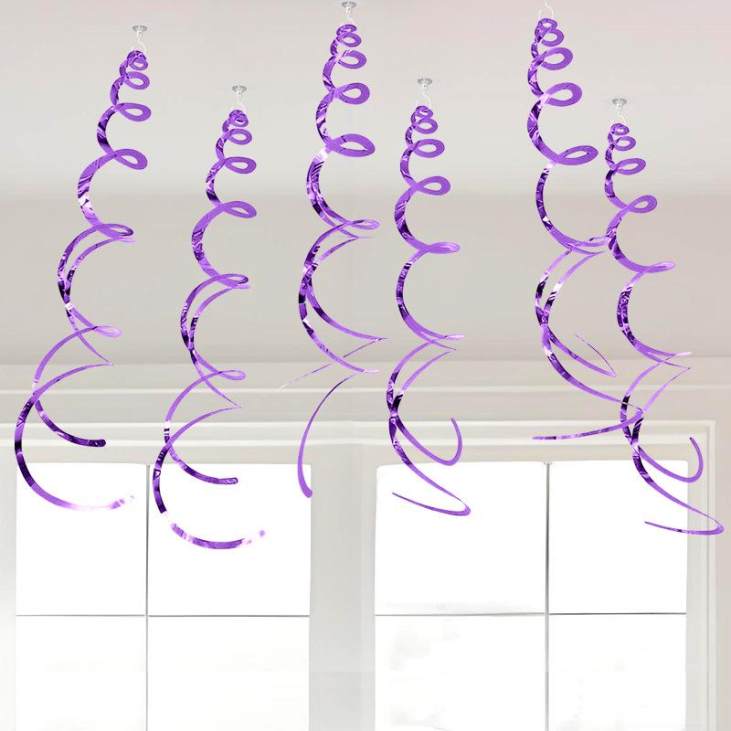 6 stk Spiralhengende Party Streamers Hengende Plast Streamer Spiralanheng Twin Tail Party Takfolie Swirl-dekorasjoner