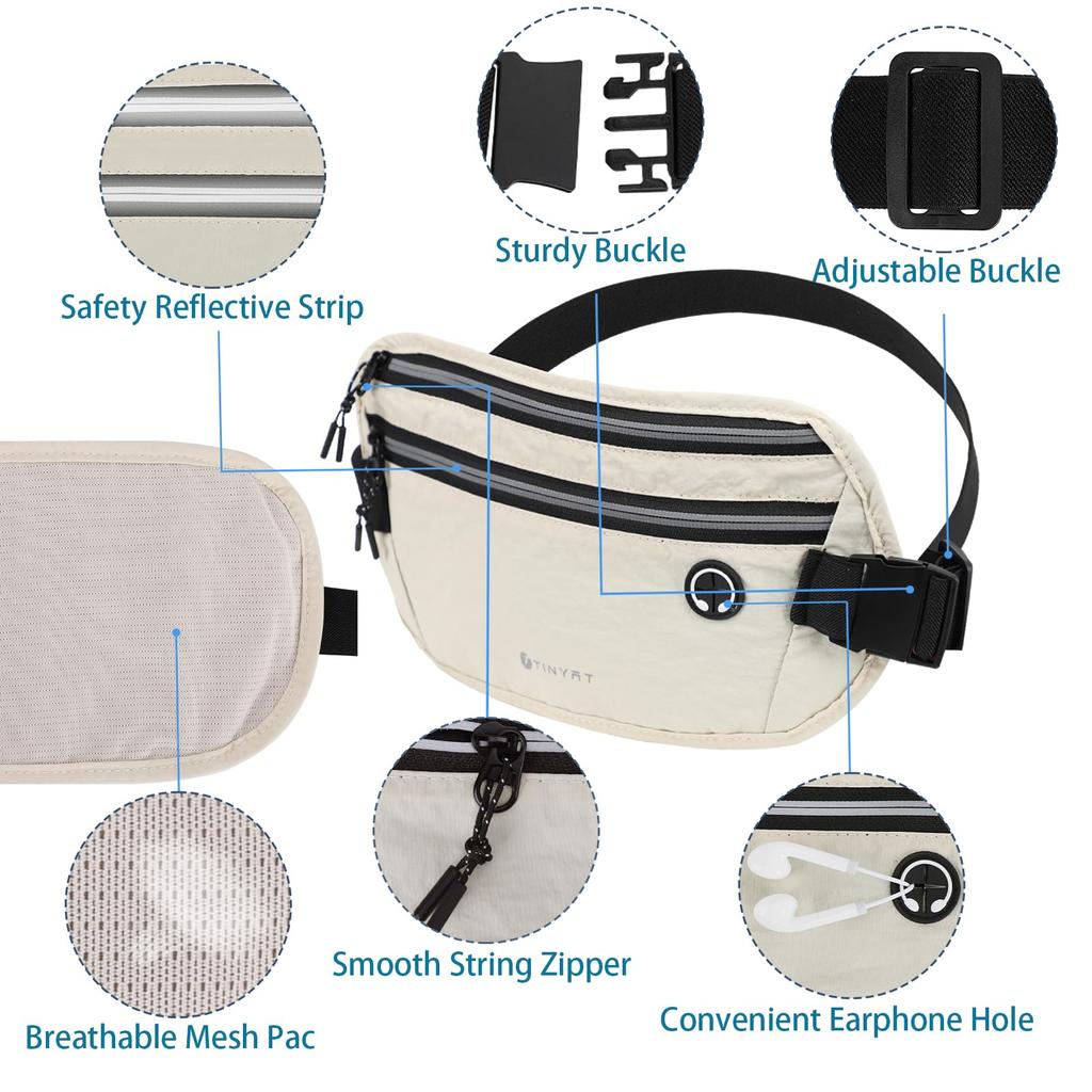 TINYAT Waist Security Hidden Waist Perfect for Overseas Travel and Running Pouch, Pouch, Anti-Pickpocket, Pouch, Bag, Slim, Water-Repellent,