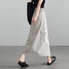 Design sense: Front slit drawstring workwear skirt, 2026 summer thin, fashionable, versatile, casual A-line skirt