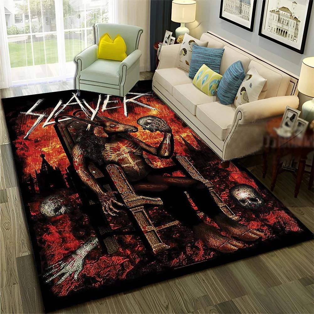 Rock Slayer Heavy Metal Band Carpet Rug for Home Living Room Bedroom Sofa Doormat Decor,kids Play  Area Rug Non-slip Floor Mat