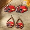 Creative Summer Sporty Drip Olive Rugby Helmet Wooden Earrings for Women