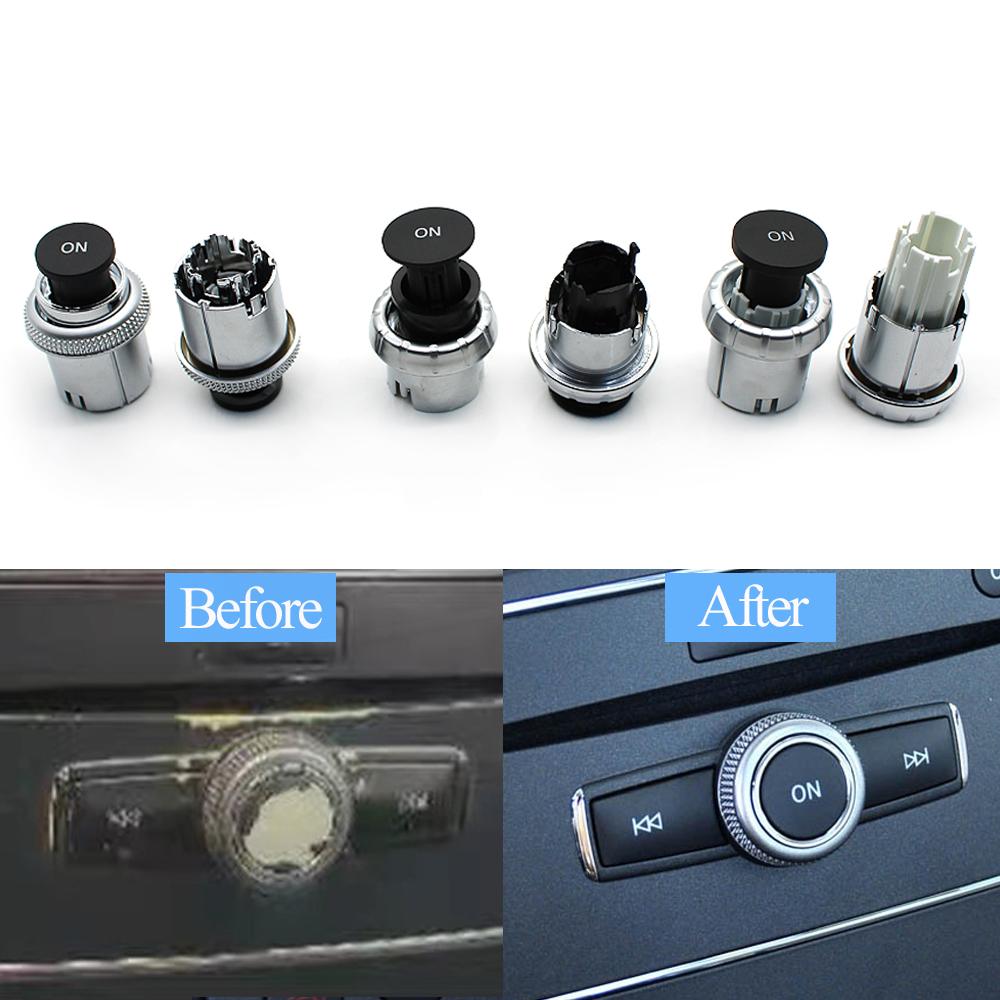 3PCS Car Center Console Radio CD Player Buttons Switch Cap Knob Cover For Mercedes Benz C E GLK W204 X204 W212 W207 W218 W166