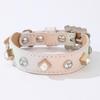 PU Dog Collar Artificial Leather Rhinestone Puppy Necklace Pendant Pet Cat Collar 1
