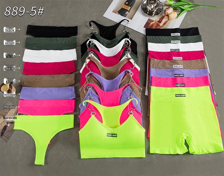 

Осенний женский сексуальный комплект нижнего белья: Треугольный жилет, стринги и шорты One Size