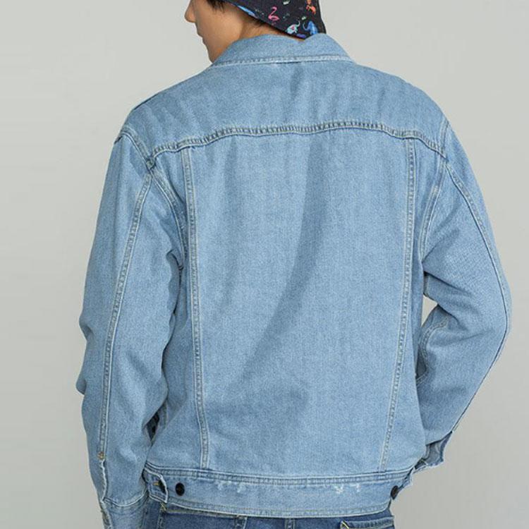 Lee SS23 Solid Color Logo Embroidered Single-Breasted Denim Jacket Unisex jackets Light-Blue LMT0040835PN00FA02623