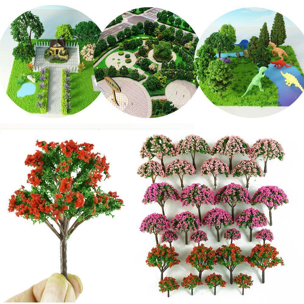 30PCS Miniatures Scene DIY Train Park Model Trees Railroad Layout Scenery