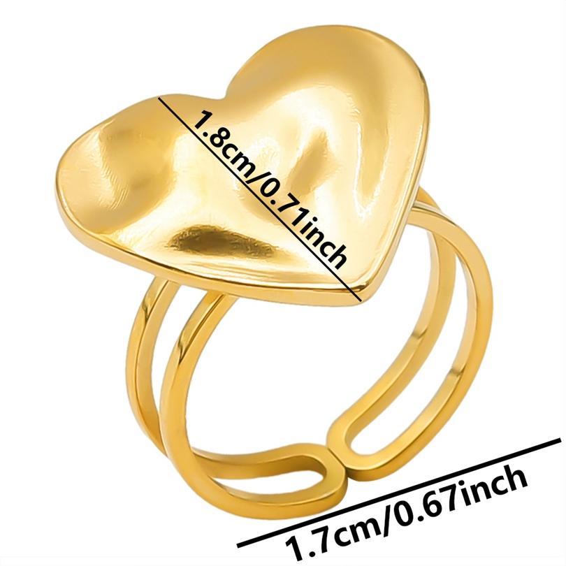 1/5Ppcs/Lot Real Gold Plated Stainless Steel Rings For Women Men Accessories Open Adjsutable Chunky Butterfly Heart Ring Anillos