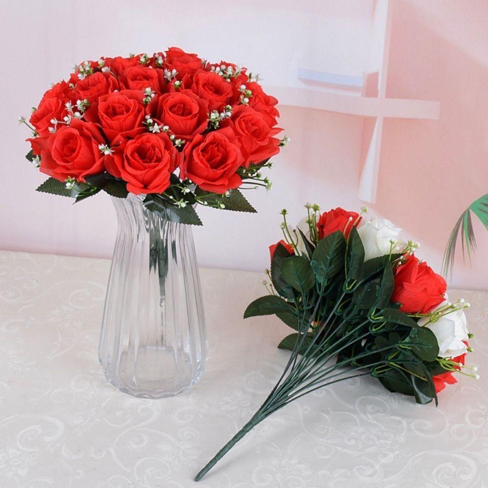 18-köpfiger Valentinstagsblumenstrauß 10 Farben Kristallgrasstrauß Echte Glücksblume Heimdekoration