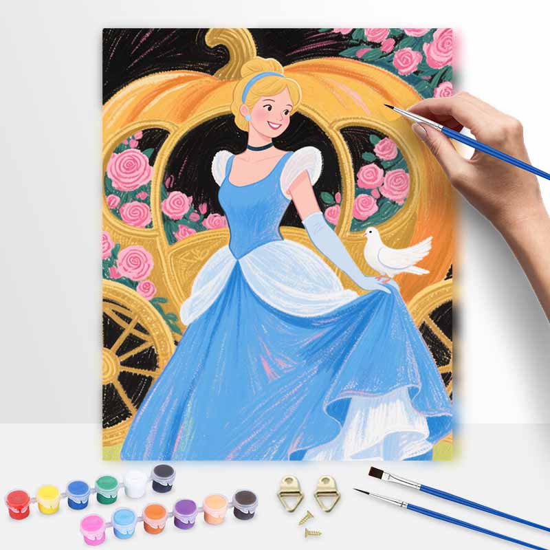 Disney Cinderella Pumpkin Carriage Rose Paint by Numbers Painting Art Kit Home Decor Gift
