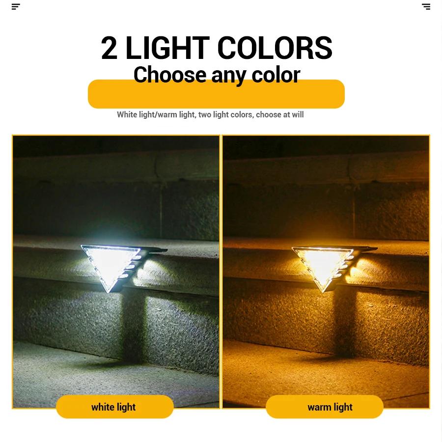 Solar Garden Step LED Lamp Warm White Triangle Light Outdoor Environmentally Friendly Lantern Garden Deck Path Decor Lighting