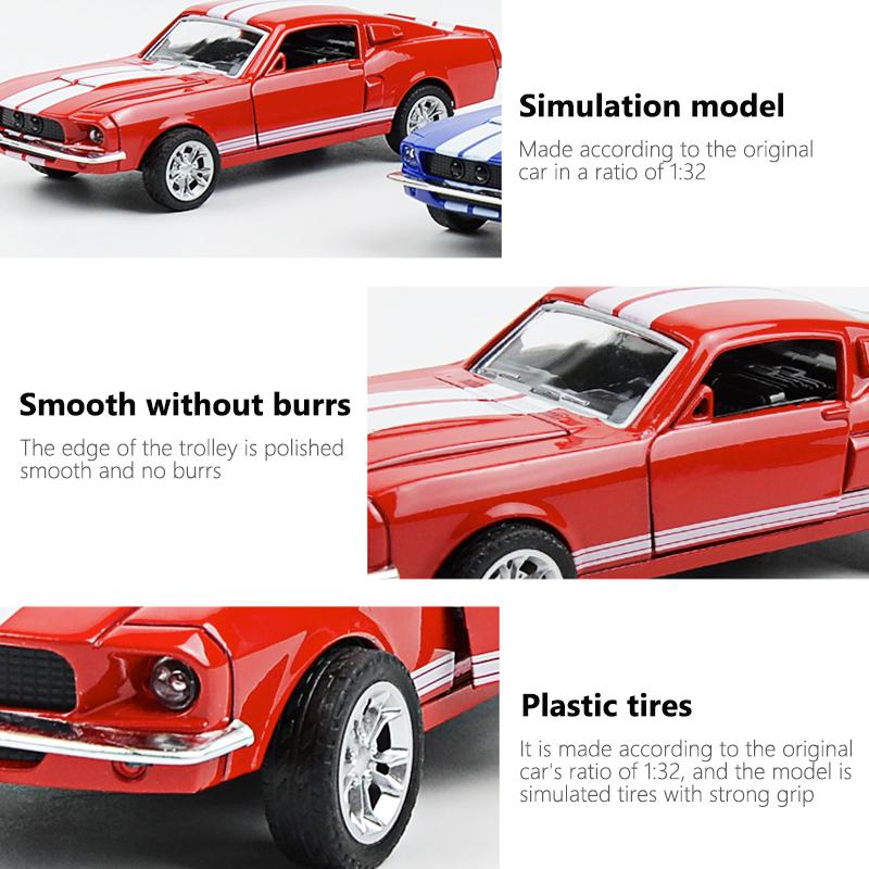 1/32 Scale Toy Car Model for Ford Mustang Vintage Alloy Diecast Car Model Classic Pull Back Car Replica for Kids Gift