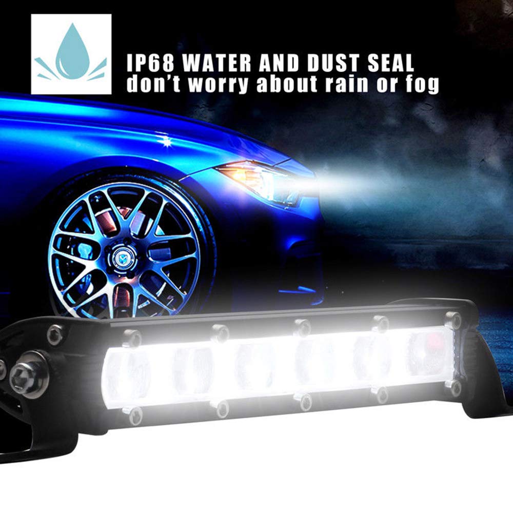 8" 60W Single Row 6D Car SUV Spot Beam Slim LED Working Light 6000K Xenon White