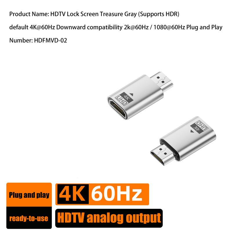 4K@60Hz -Compatible Male To Female Hdr Virtual Monitor Edid Emulator For Pc Hdtv Laptop Projector Adapter