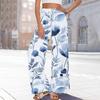 Women's Printed Wide Leg Pants With Pockets High Waist Drawstring Loose Casual Pants