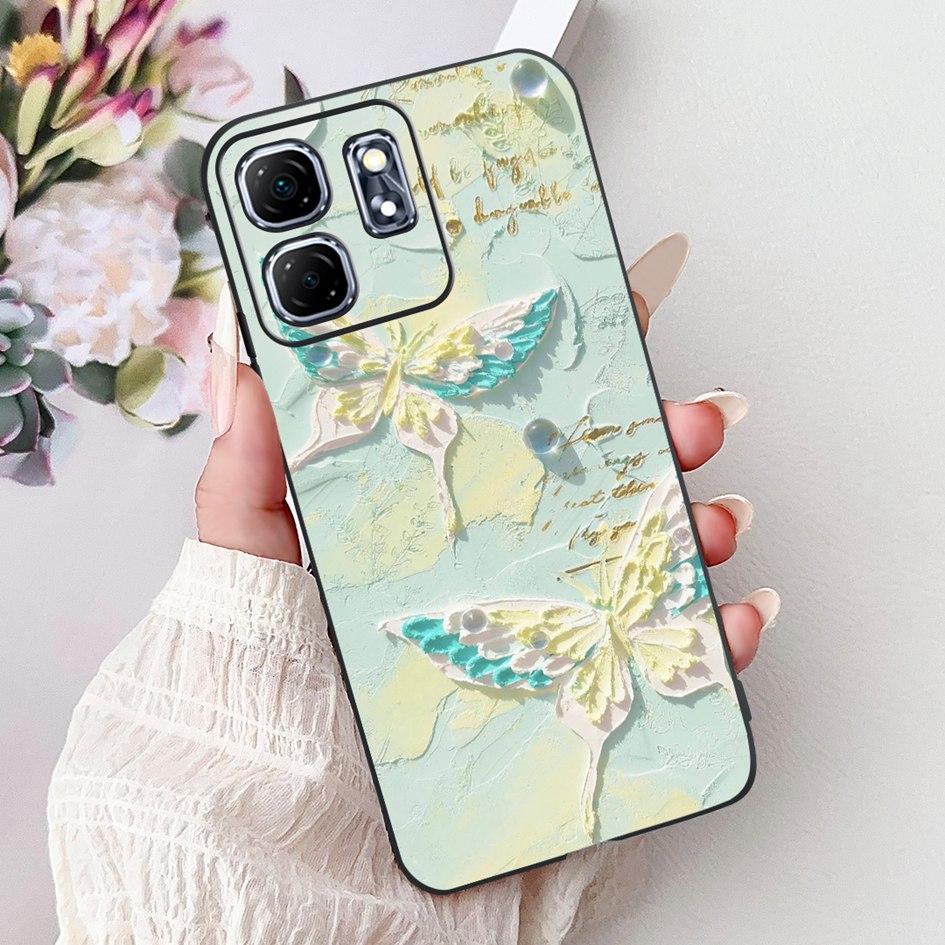 For Infinix Hot 50i Case X6531 New Fashion Flower Love Heart Pattern Soft Silicone Cover For Infinix Smart 9 Smart9 X6532 Bumper