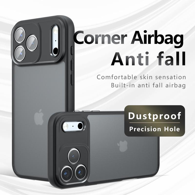 For iPhone 17 Pro Max 17 Air 17 Pro Case Shockproof Frosted Skin Feel Matte PC+TPU Anti-fingerprint Transparent Cover
