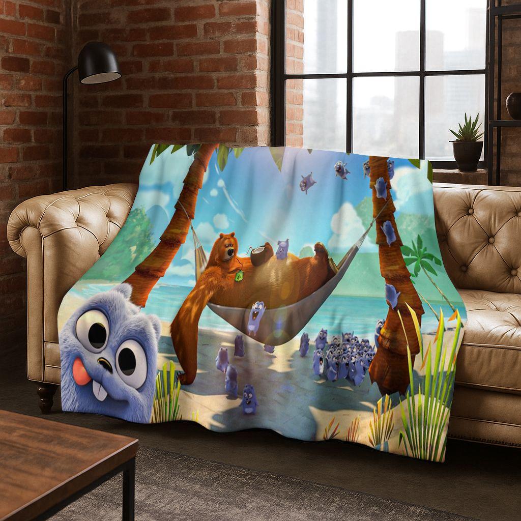 Lustige Grizzy und die Lemminge Cartoon Flanelldecke Weiche Warme Überwurfdecke für Bett Schlafzimmer Zimmer Wohnzimmer Reise Picknick Kind