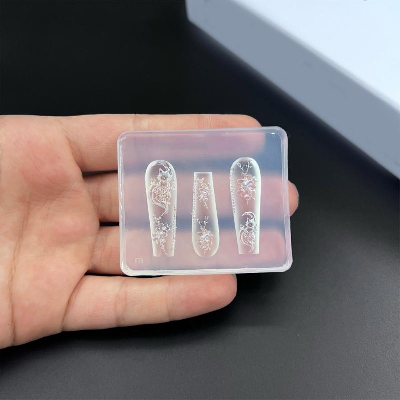 Flexible Silicone Nail Art Mold Creative Charm Design Reusable Manicure Accessories Easy Clean Home Salon Use