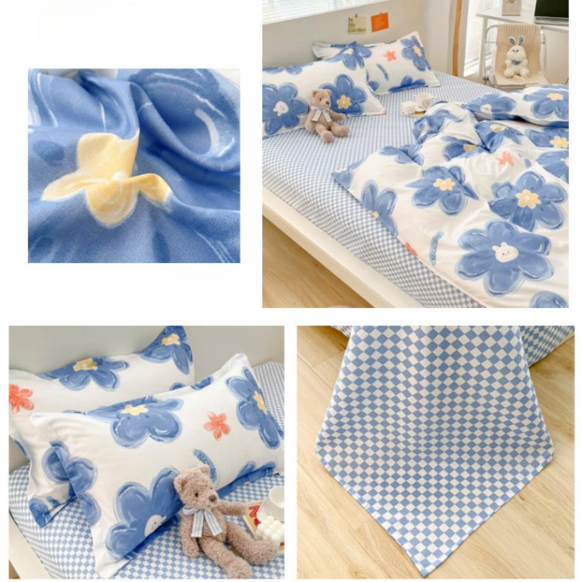 Silný kartáčovaný čtyřsezónní tištěný malý čerstvý čtyřdílný set a třídílný set ložního povlečení povlak na přikrývku