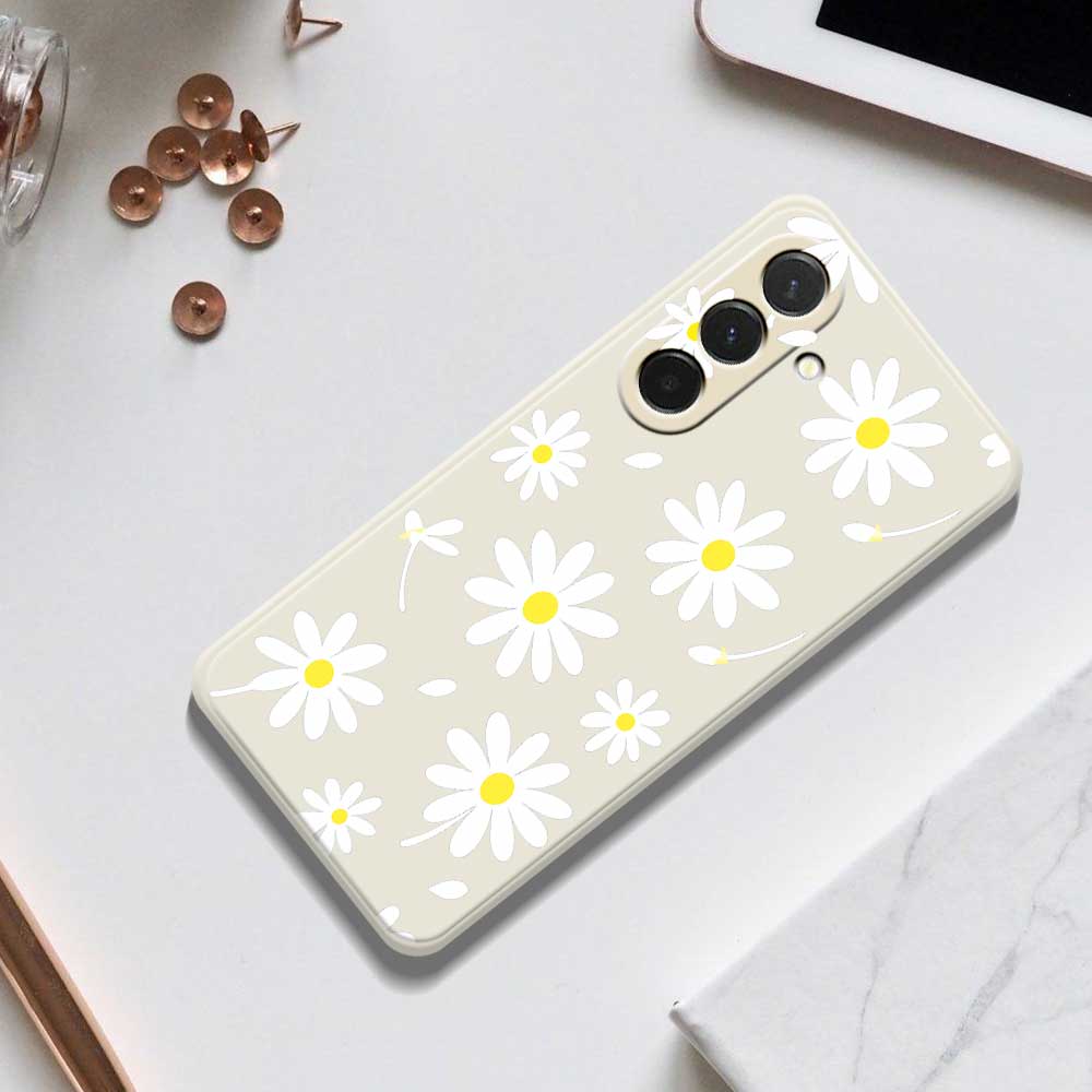 For Samsung Galaxy A36 5G Case White Daisy Pattern Printing Straight Edge TPU Phone Back Cover