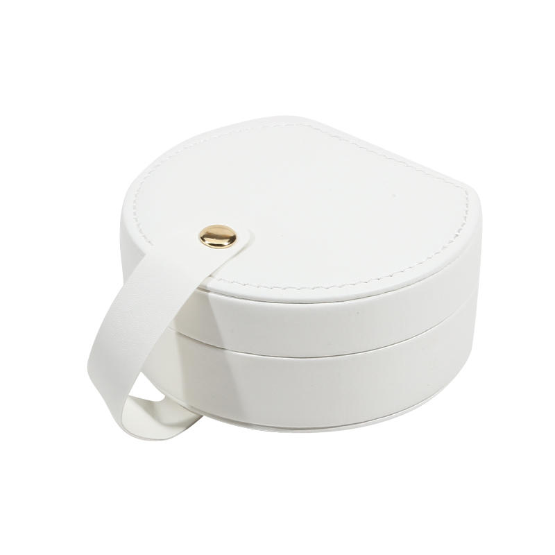 Portable Semi-Circular Small Travel Jewelry Case for Women Compact Top Handle Ring Necklace Earring Organizer Box