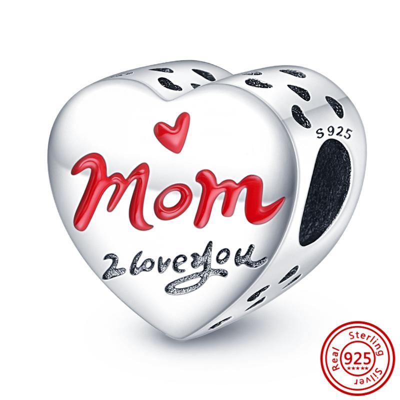 S925 Sterling Silver Mom Rose Print Pave Paw Sun Moon Vulture Butterfly Dangle Bead Fit Original  Bracelet Jewelry Making