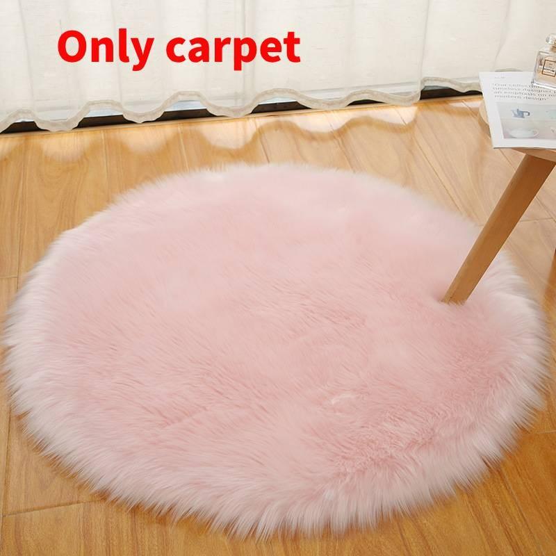 Faux Rug Fur Machine Washable Circular Bedroom Living Room Simplicity Decor