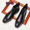 Mens Chelsea Boots Italian Genuine Leather Boot Fashion Casual High-top Boots Business Dress Boots for Men Classic Ankle Booties