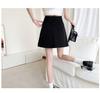 Damen Sommer 2024 A-Linien Rock mit hoher Taille Schwarz: Schlank machender, hüftumspielender kurzer Rock für zierliche Größen