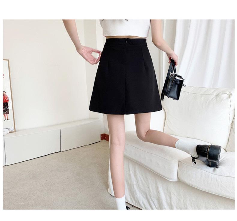 Damen Sommer 2024 A-Linien Rock mit hoher Taille Schwarz: Schlank machender, hüftumspielender kurzer Rock für zierliche Größen