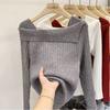 Khaki Slash Neck Pullover Schlank Hotsweet frauen Stricken Pullover Dünne Bodenbildung Shirt Solide Büro Dame Neue Mode Frühling Herbst
