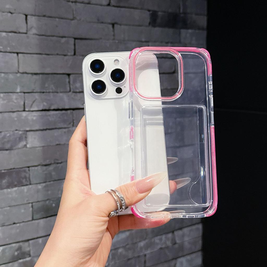 Candy Acrylic Rainbow Card Bag Suitable for Iphone16 Mobile Phone Case Four Corners Anti Fall 15 Transparent Card 14 Anti-fall