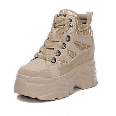 Stivaletti da Donna Autunno Scarpe Chunky Donna Platform Aumento Altezza Sneakers 8CM Suola Spessa Zeppe Stivali Neri Inverno