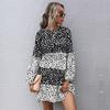 Women's Fashion Summer Polka Dot Print Long Sleeve O-Neck Casual Dresses