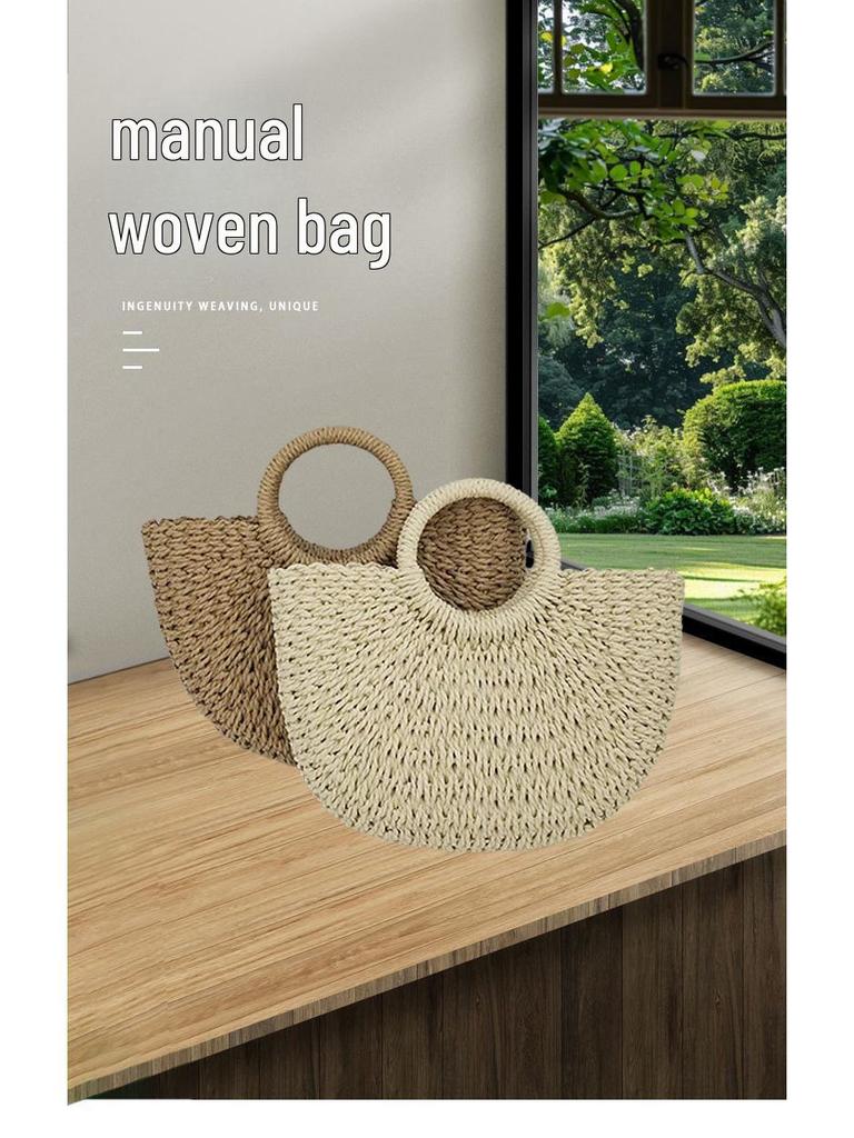 2024 Herbst Stroh Gewebte Handtasche - Große Kapazität Strand- & Urlaubs-Tragetasche