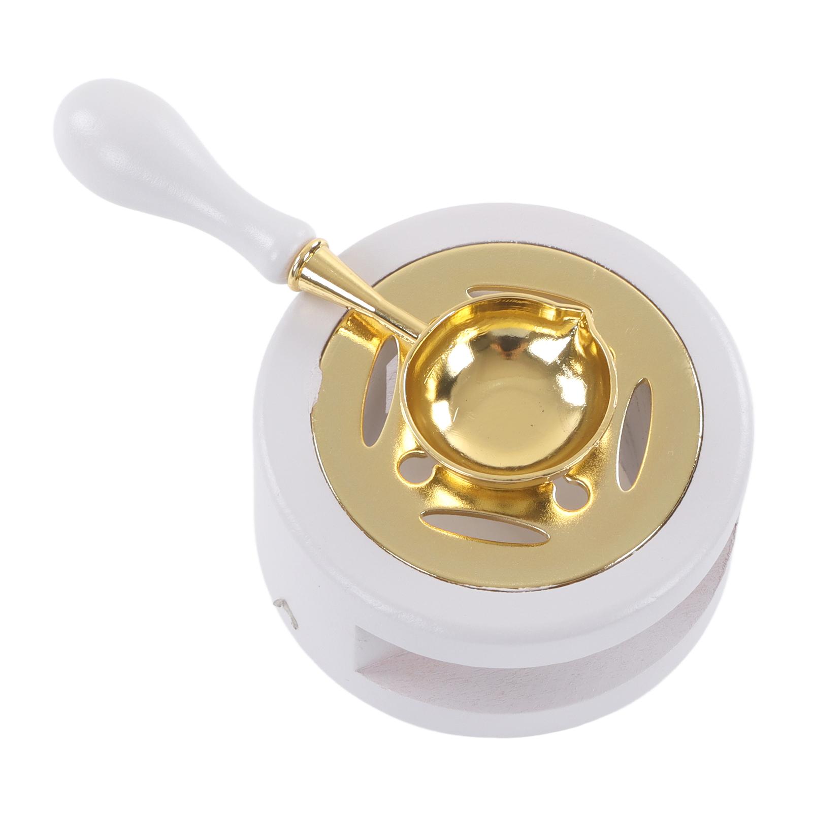 

Wax Seal Stamp Warmer Spoon Candle Brass Head Wooden Handle Letter Sealing Kit Set Milky Grey