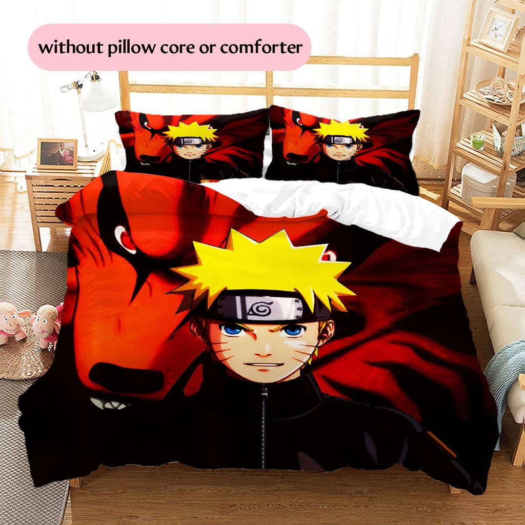 Naruto Uzumaki Wzór Naruto Pościel Dekoracja Domu Prezent Urodzinowy (1 * poszwa na kołdrę + 2 * poszewki na poduszki, bez rdzenia)